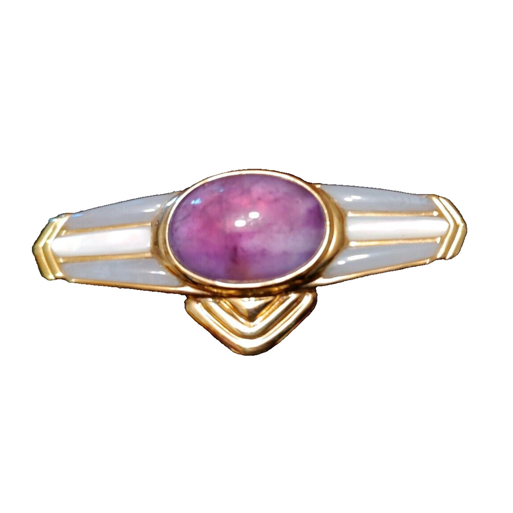 KAI-YIN LO Sterling Silver Amethyst & Mother of Pearl Pin Brooch‎